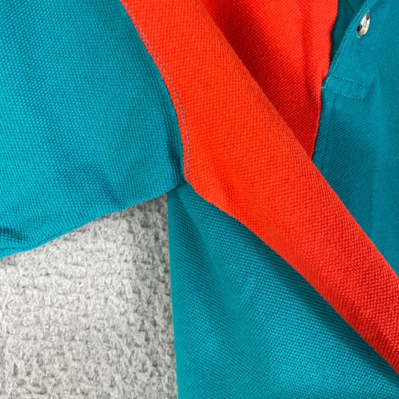 Vintage 90s The Game Miami Dolphins Split Polo Medium NFL Logo Shirt Teal Orange - Picture 14 of 15